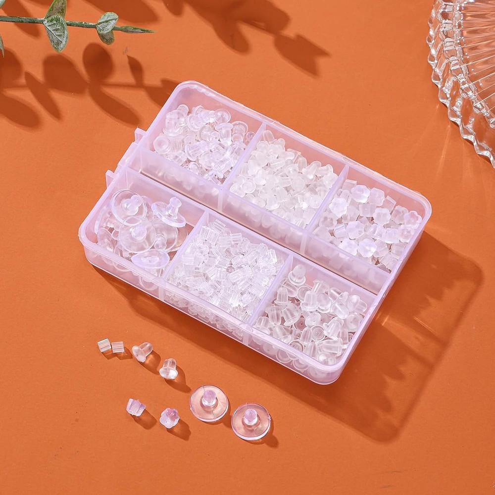 600 Pcs Silicone Earring Backs – 6 Styles Soft Hypoallergenic for Studs