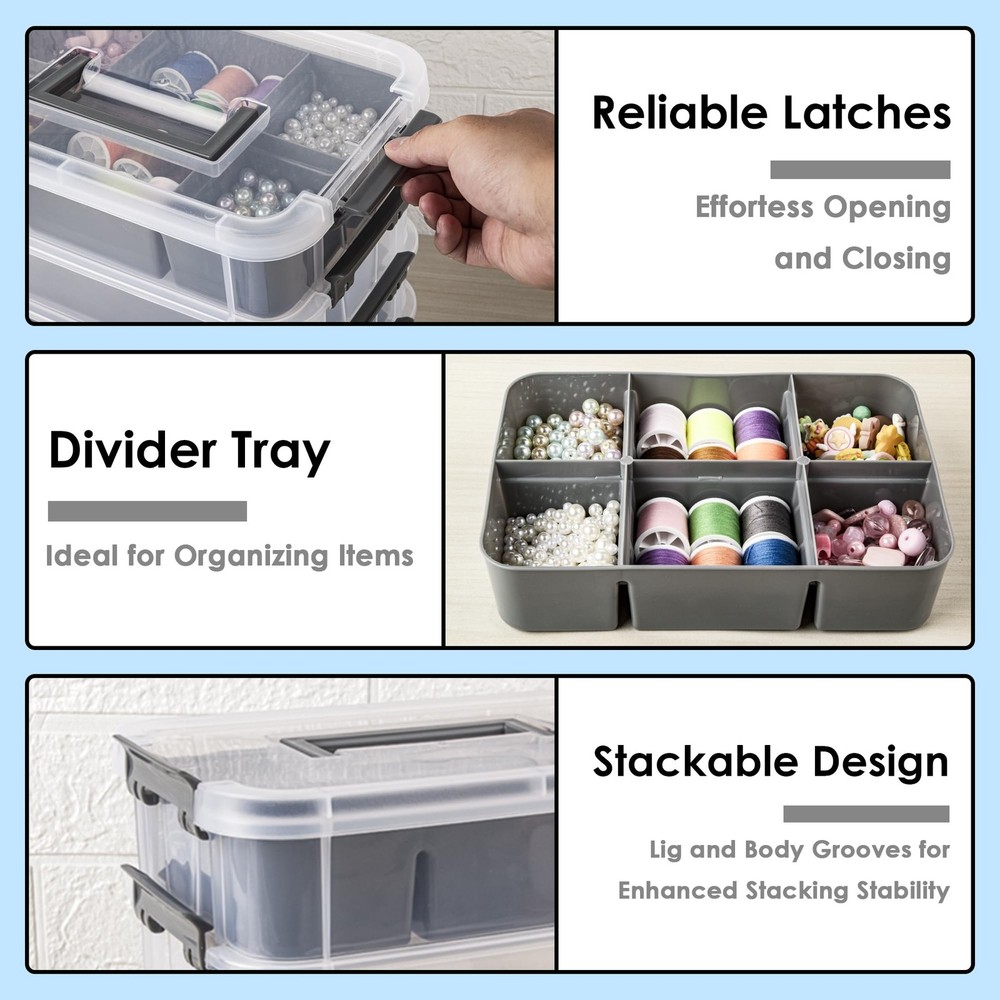 Grey&White Modern Plastic Storage - 4-Layer Durable Craft Storage Containers ...