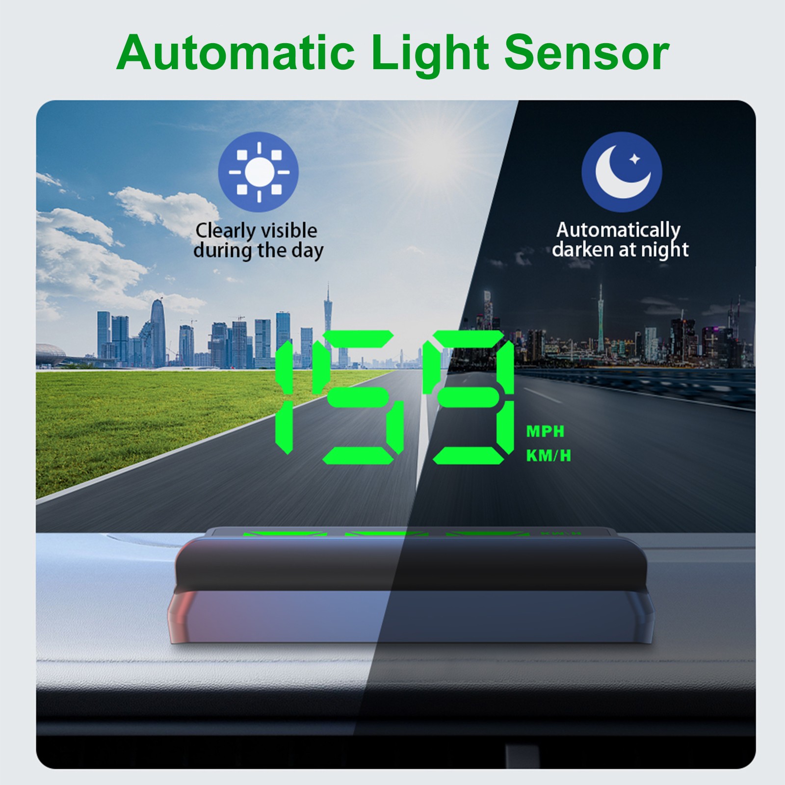 GPS Digital Speedometer HUD Cars Head Up Display MPH KMH Overspeed Alarm Meter