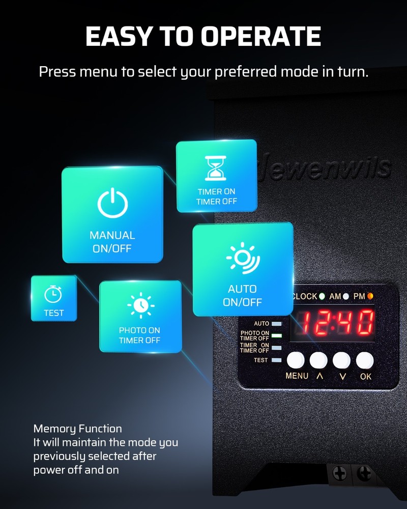 DEWENWILS 200W Low Voltage Landscape Transformer, Dusk to Dawn Sensor & Timer,