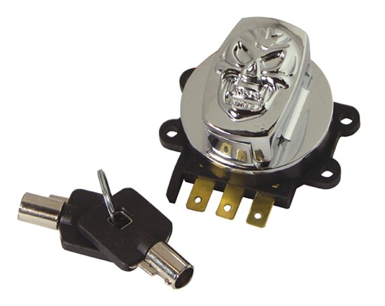 Chrome Skull Headlight Key Ignition Switch For 96-13 Harley FXDWG FLHR 15017