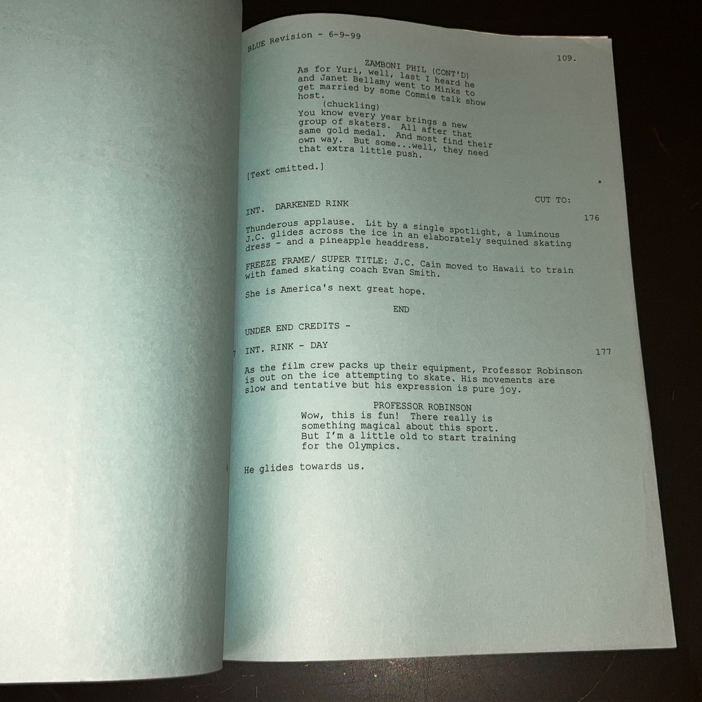 ON EDGE (6/1/99) Plus-Size Skating Comedy - Blue Revised Shooting Script + COA