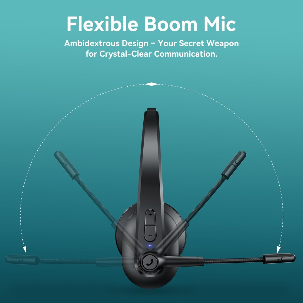 Bluetooth Headset with USB Dongle for Computer, Single-Ear Wireless Headset w...