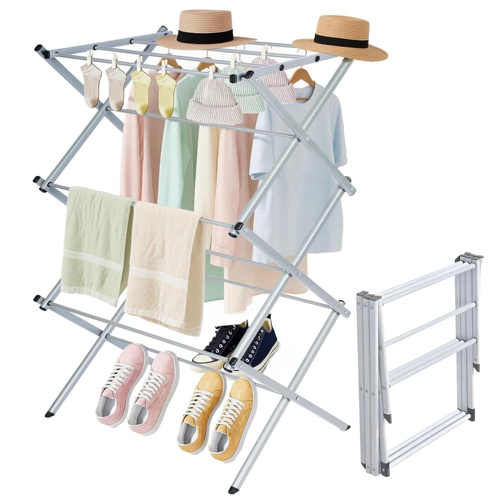 Foldable Clothes Drying Rack 3 Tier Laundry Drying Rack Collapsible Drying Rack