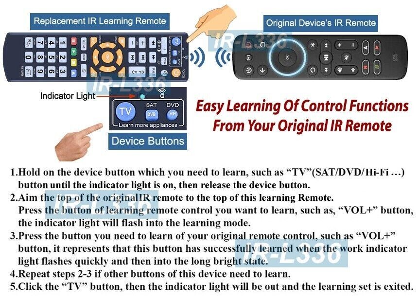 Premium Universal IR Learning Remote For TV DVD CD DVR Satellite CATV Box