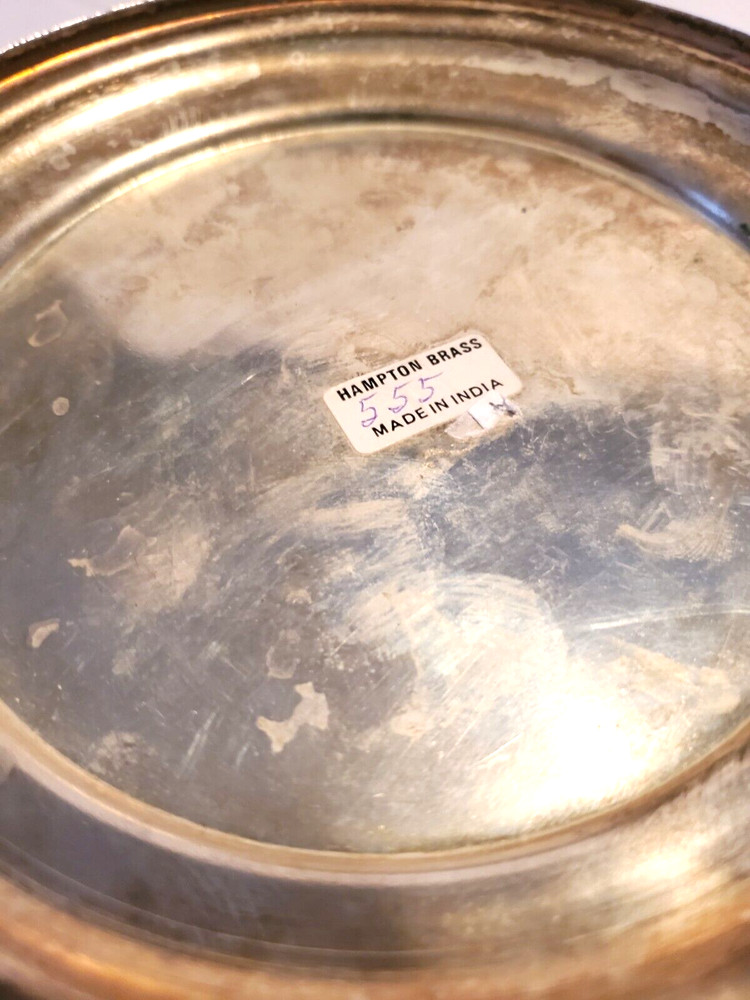 Vintage Silverplated Floral Etched Covered Biscuit Box Made in India Decorative