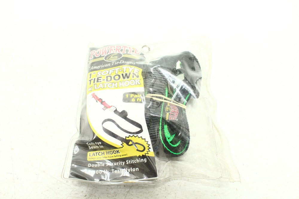 Powertye 1" Soft-Tye Tie-Down w/Latch Hook  PTY-GRNBLK