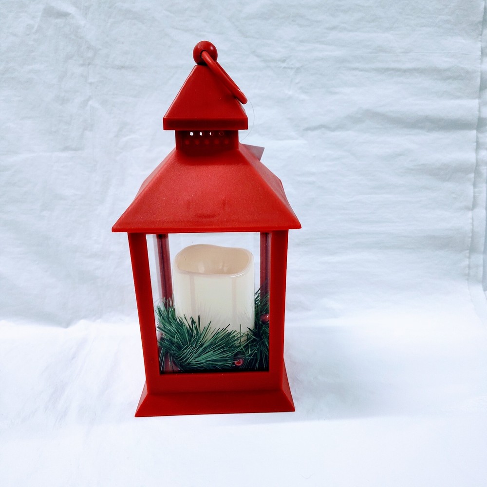 Holiday Time 9-Inch Pillar LED Red Lantern Light