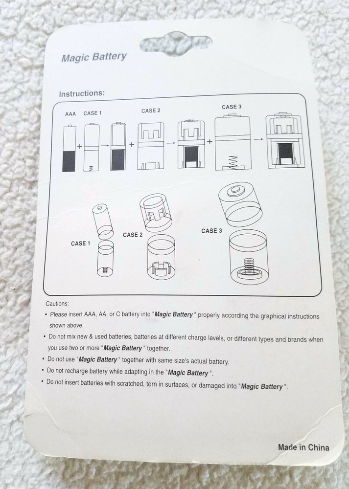 Magic Battery Adapter ~ AA, C, D Sizes.