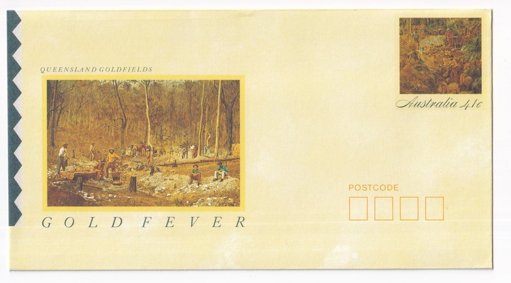 STAMP AUSTRALIA "QUEENSLAND'S GOLDRUSH 1869" 41 CENT ENVELOPE