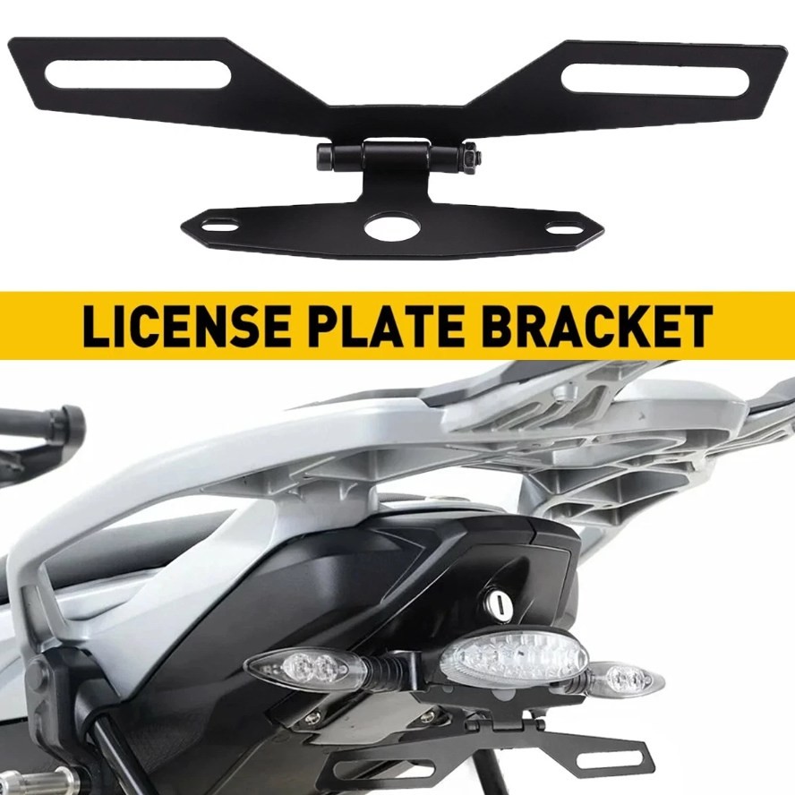 Adjustable Motorcycle Folding License Plate Holder with Tail Light Bracket DE