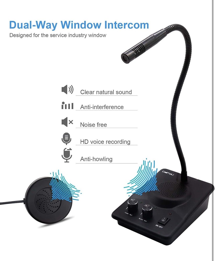 Daytech Window Speaker System 2 Way Intercom Communication Microphone 2 Pack