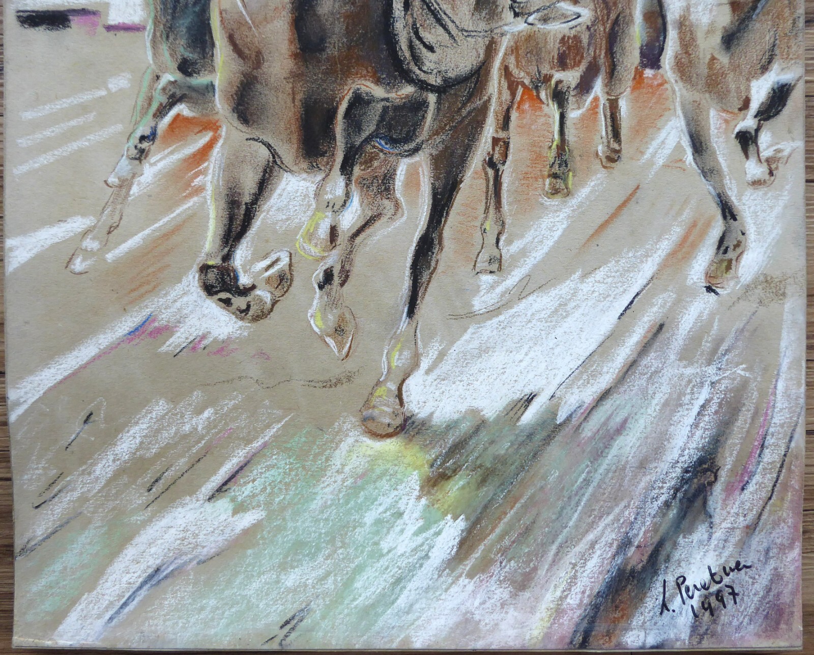 Laura Peratoner Pastel Horses Italy Switzerland Original #104