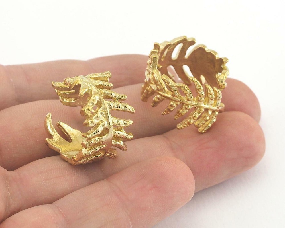 Leaf Adjustable Ring Raw brass (17mm 7US inner size - Adjustable ) OZ3427