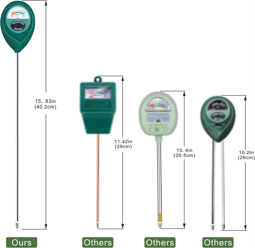 Soil Moisture Meter Sensor, Long Probe for Plants, 2 Pack