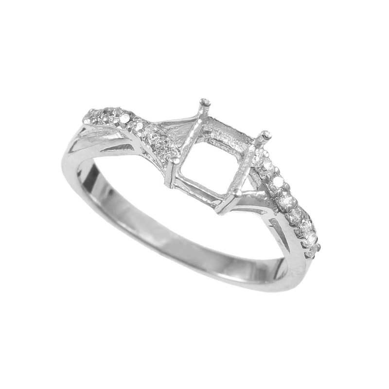 Semi Mount Ring setting 5x5 mm Square Shape Solitaire 925 Sterling Silver Ring