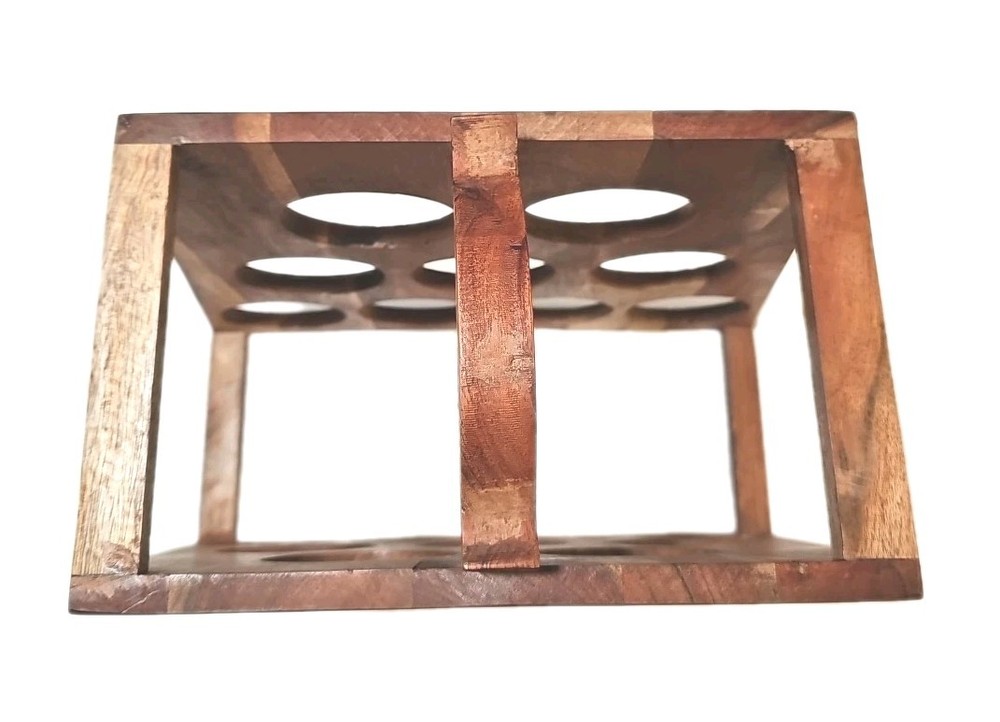Solid Wood Pyramid Wine Holder - Holds 9 Bottles - Unique Rustic Statement Piece
