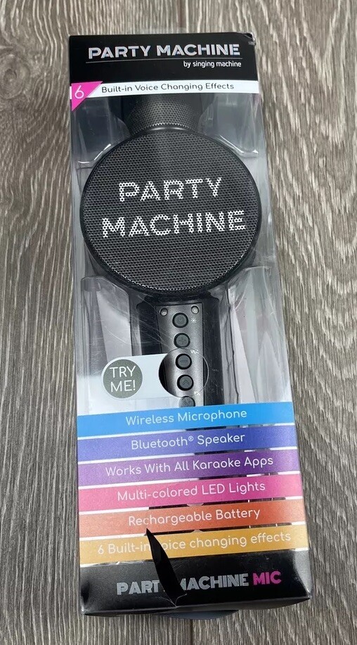 Party Machine Singing Machine Wireless Microphone LED Lights Bluetooth Speaker