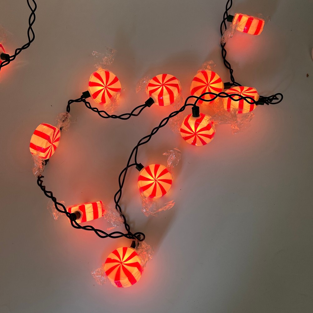 3 Kurt Adler Indoor/Outdoor Blinking String 10-Light Sets Peppermint Candy READ