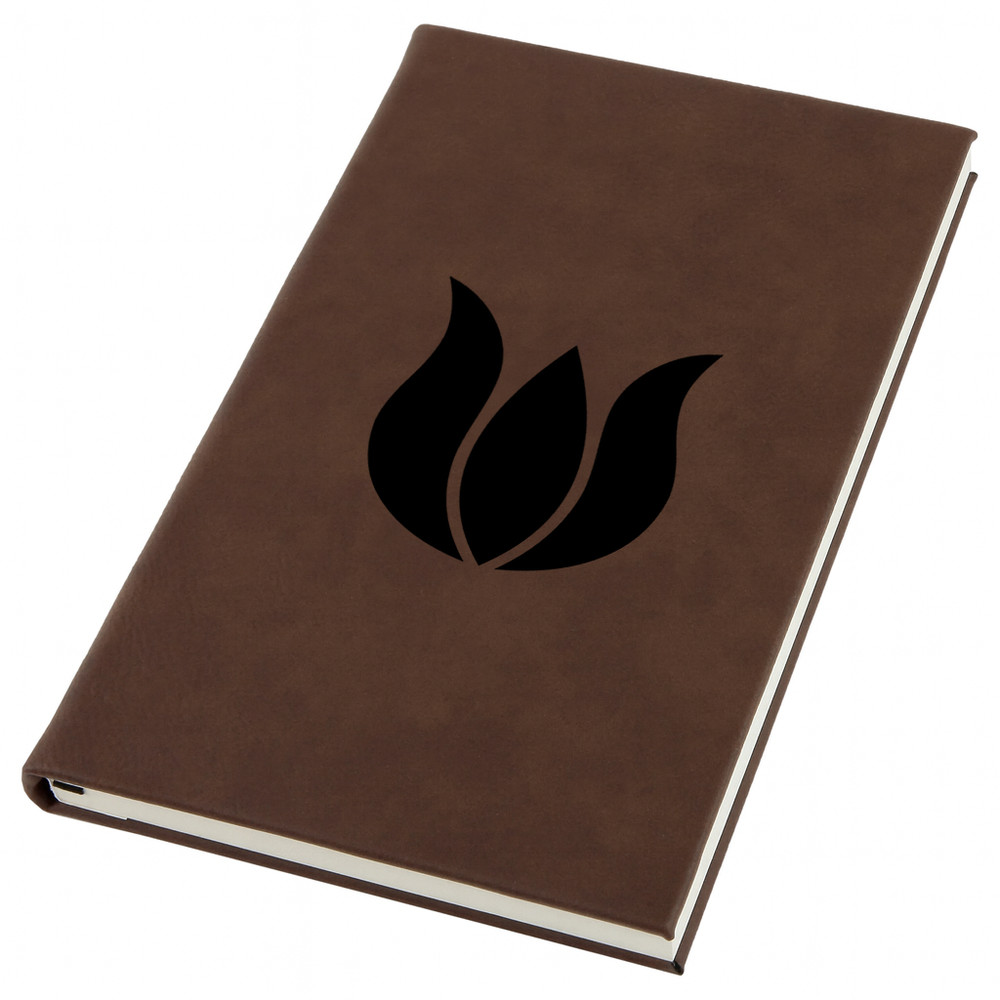 Heather Flower Engraved Leather Journal, Personal Planner with Lined Pages