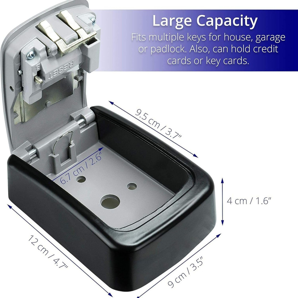 Box for Keys with Code, Wall Mount Combination Key Lock Box, 4-Digit Resettable,