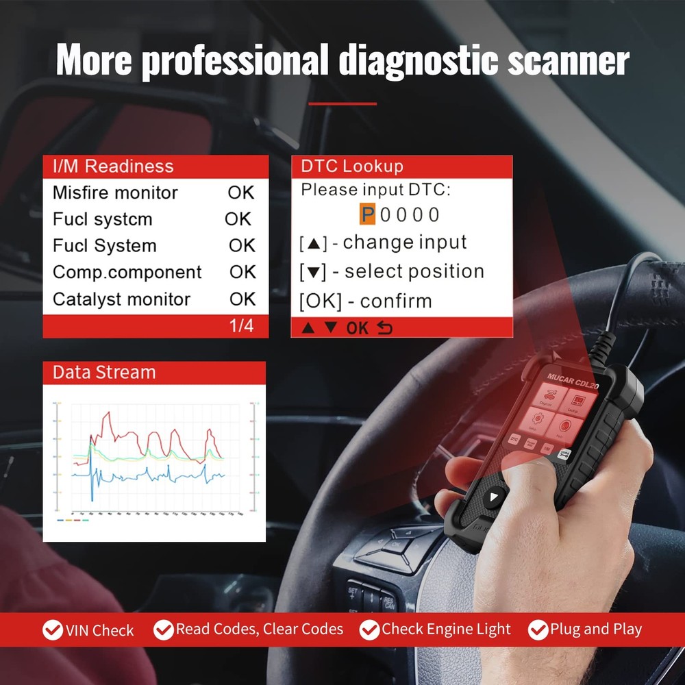 MUCAR CDL20 OBD2 Scanner Car OBD Diagnostic Fault Code Reader Tool Check Engine
