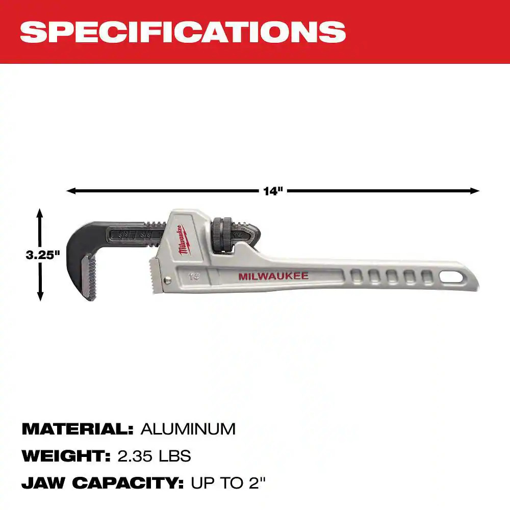 14 In. Aluminum Pipe Wrench