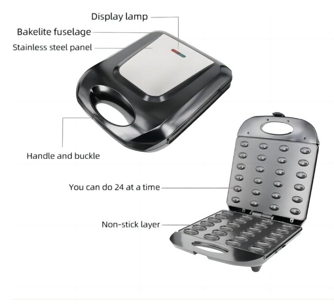 Electric Walnut Cake Maker 24 pcs Capacity Electric Nut Waffle Bread Maker