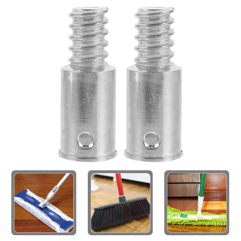 2pcs Broom Extension Pole Adapter Tips Metal Threaded Handle Tips End Adapter