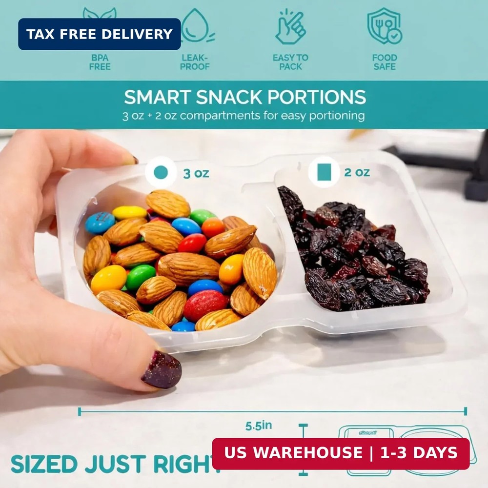 Reusable Snack Containers with Lids 20 Pack (40 Pieces) Portion control, Snack P