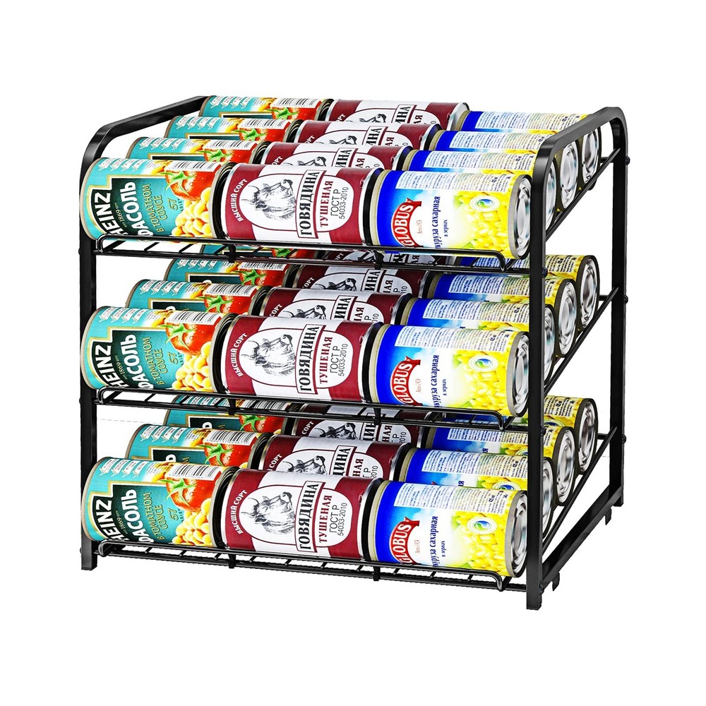 Stackable Can Dispenser, Holds 36 Cans, Kitchen Pantry Storage, Black