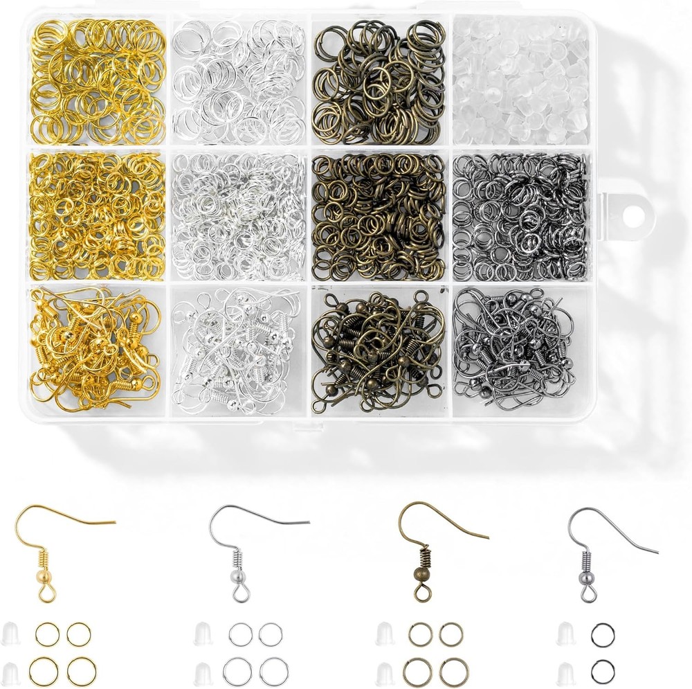 4 Colors Earring Hooks, 890 Pcs Making Supplies Kit with 4