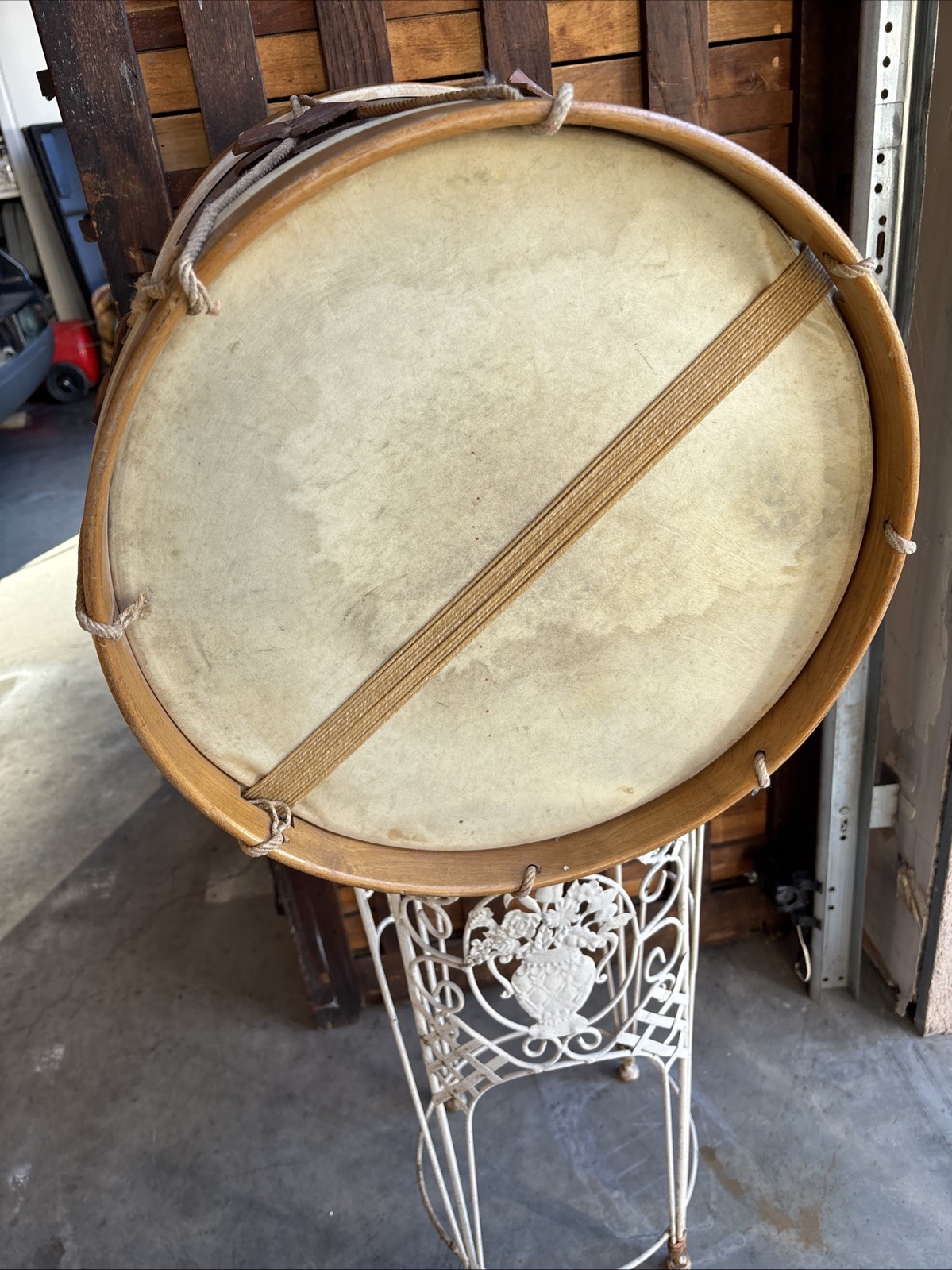 WWII U.S. MARKED WFL ROPE TENSION SNARE FIELD DRUM William F Ludwig