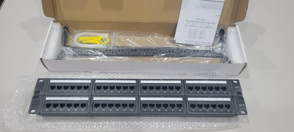 48 Port Cat6 Rj45 Patch Panel For Rack Or Wall Mount Cable Management