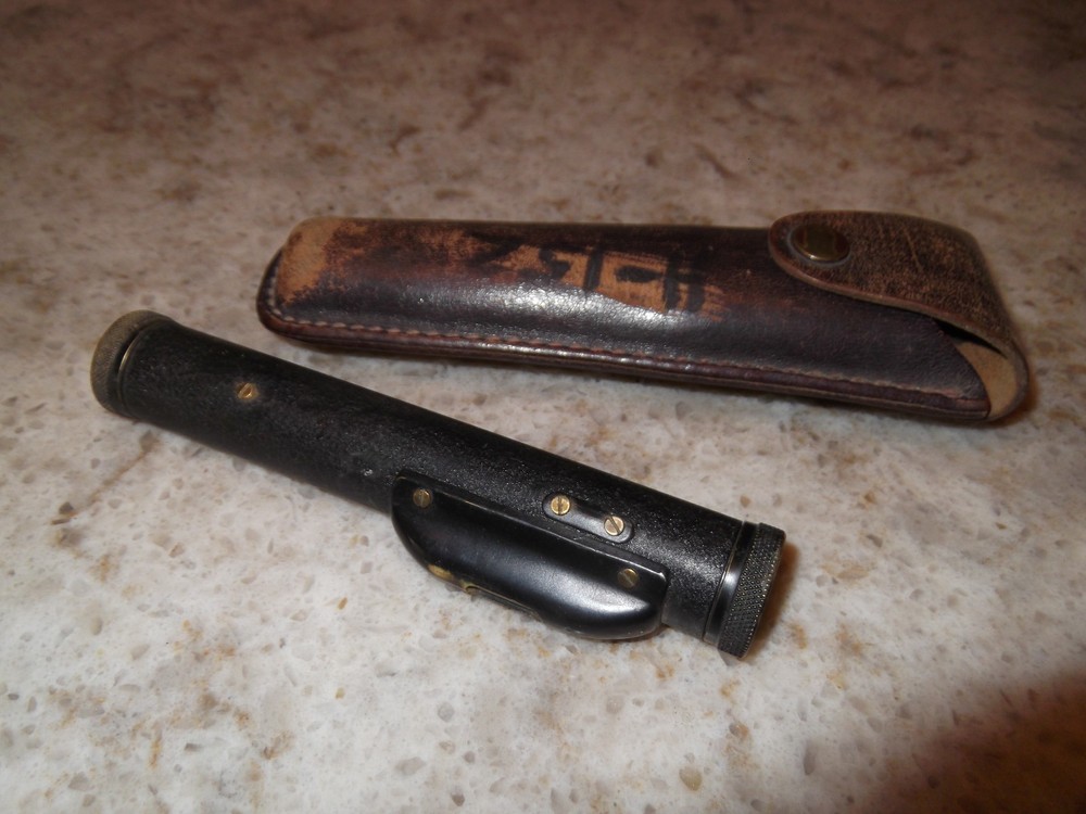 Vintage Brass Pocket Bubble Level Transit Scope Leather Case