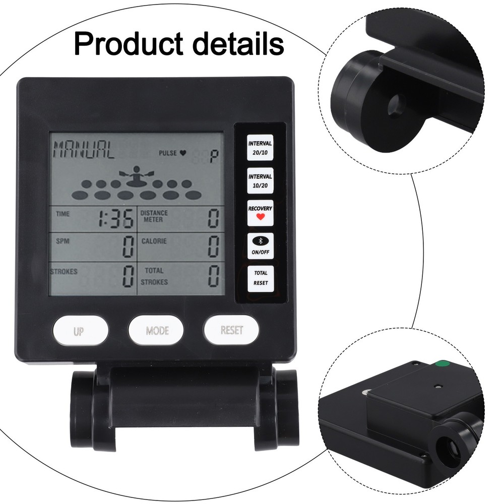 Sleek Black Design Rowing Machine Speedometer Accurate Readings Guaranteed