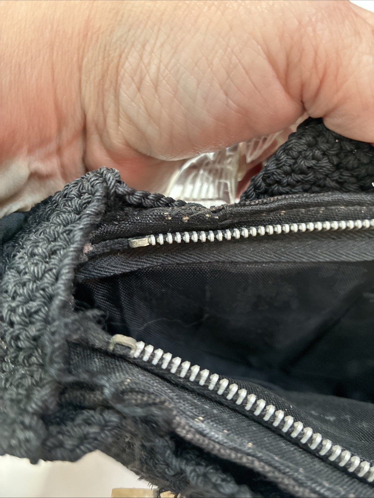 1930s Art Deco Crochet Handbag Clear Lucite Style Handle Provenance Depression