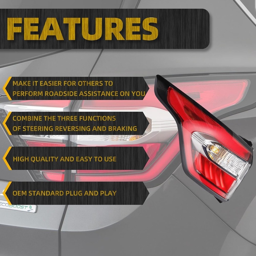 Left Driver Side Tail Light Assembly with Bulb Compatible with Ford Escape Kuga
