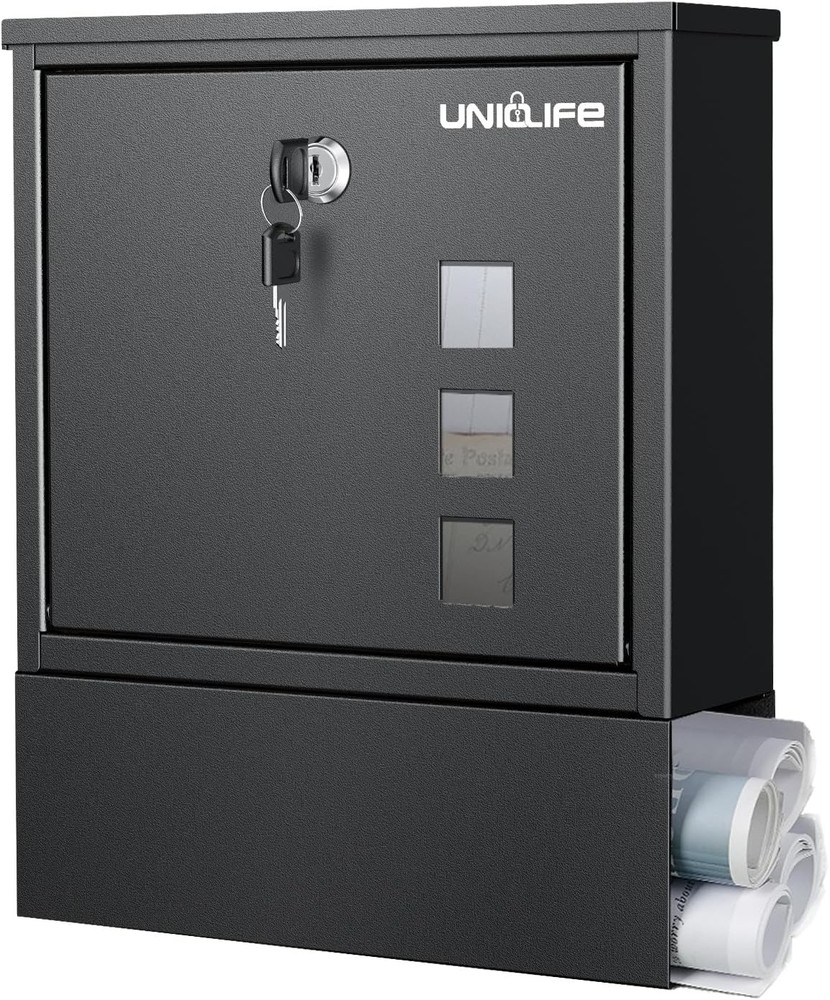 Uniclife Wall Mount Mailbox, Mailboxes for Outside, Key Lock(bottom Slot)