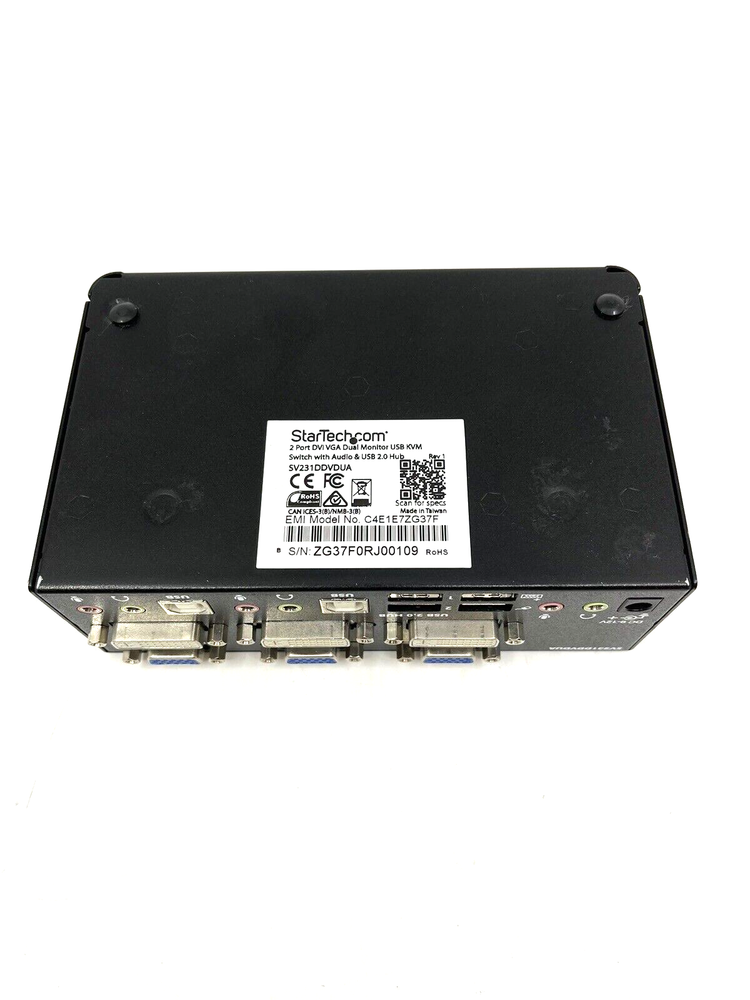 StarTech C4E1E7ZG37F 2Port Dual USB KVM Switch USB 2.0 with AC Adapter