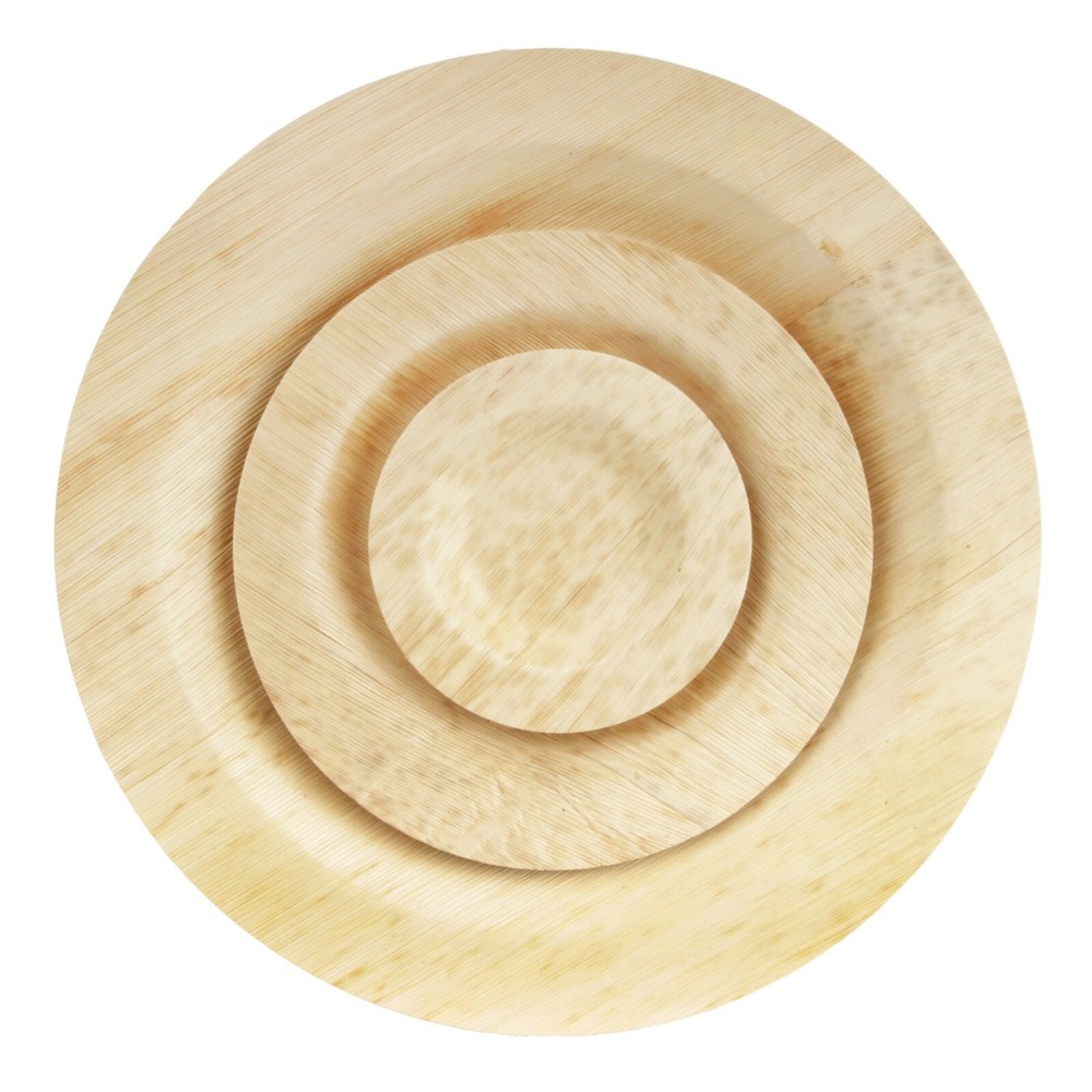 BambooMN Premium Bamboo Leaf Round Plates - Multiple Sizes & Quantities