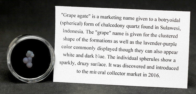 GRAPE AGATE Specimen Chalcedony Crystal Cluster Mineral INDONESIA w/ ID card