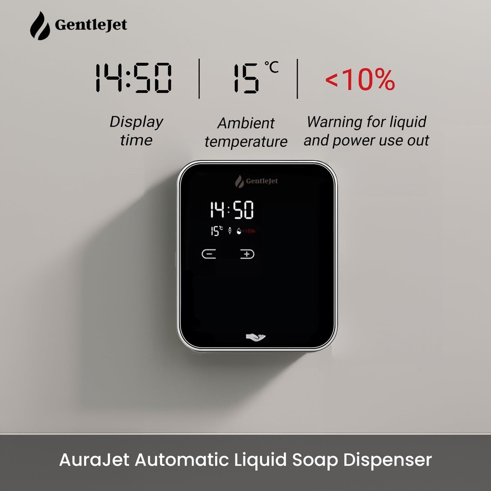 AuraJet Automatic Liquid Soap Dispenser Wall Mount, Touchless Motion Sensor, ...