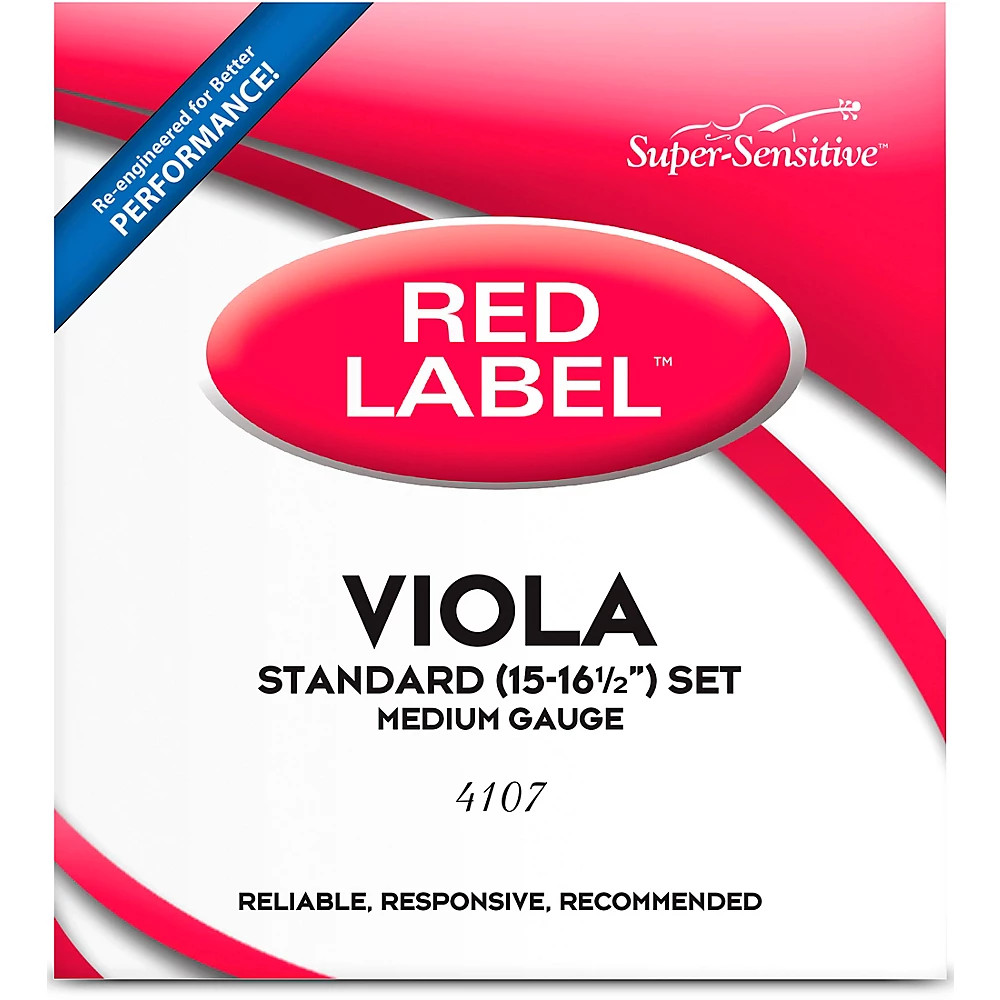 Super Sensitive Red Label Series Viola String Set 15 to 16-1/2 in., Medium