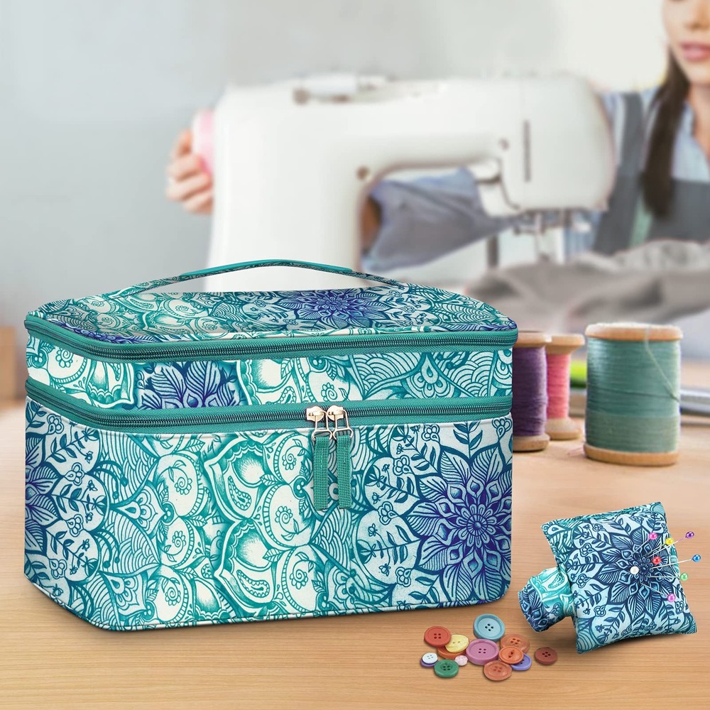 FINPAC Sewing Accessories Storage and Organizer Case, Double-Layer Sewing Kit...