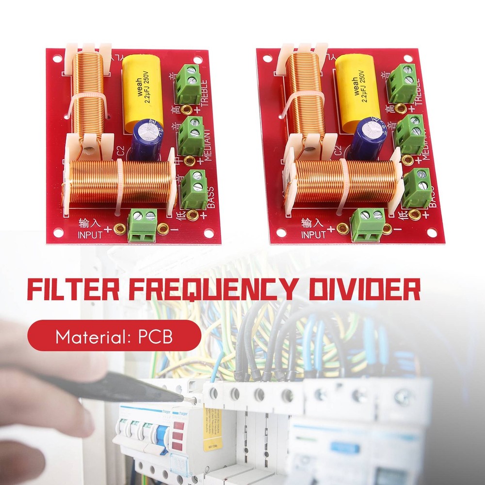 2Pcs 200W 3 Way Audio Speaker Crossover Treble + Midrange + Independent7956