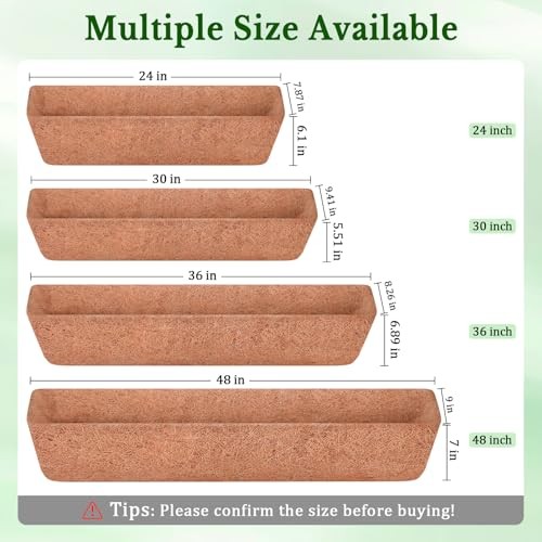 Pack4 Inch Window Box Liners, Pre-Formed Coco Fiber Replacement Liner, 24 in 2