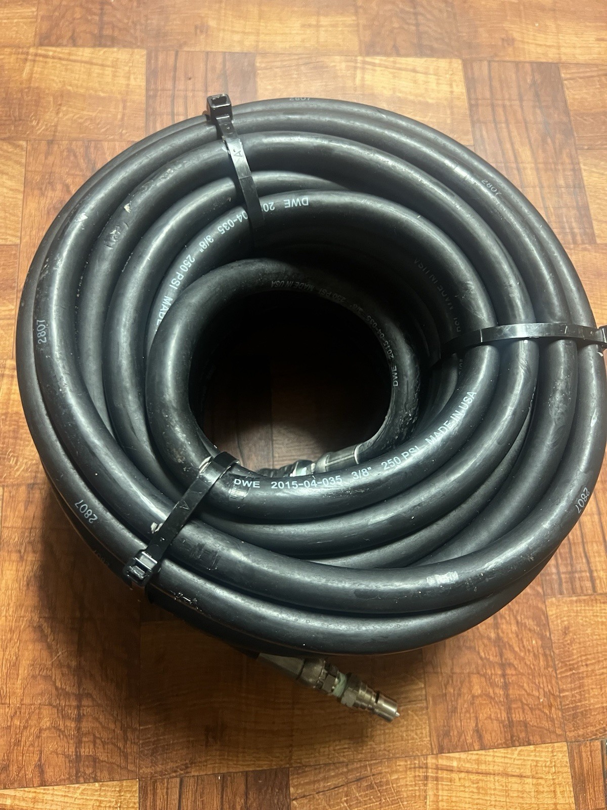 DWE 100’ Breathing Air Hose 250 PSI 3/8" w/ PARKER Quick-Connect SS Fittings NEW