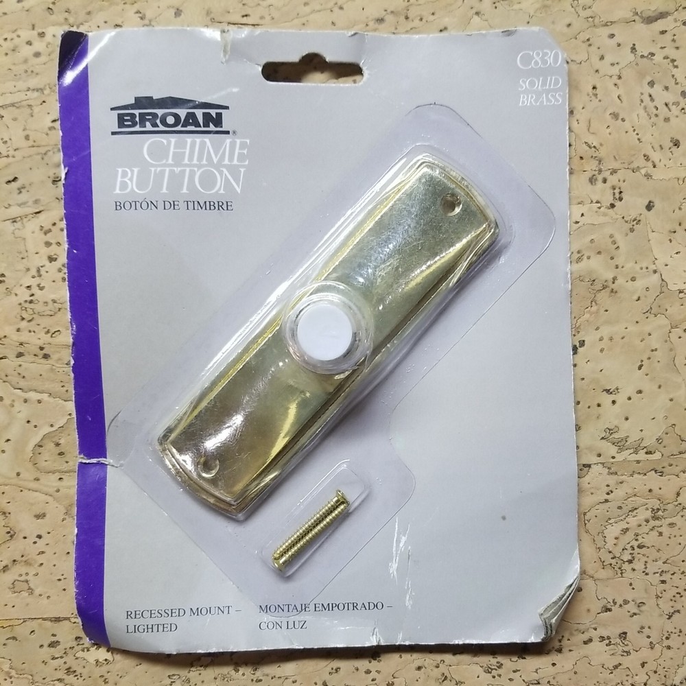 BROAN RC830 SOLID BRASS CHIME BUTTON RECESSED MOUNT-LIGHTED