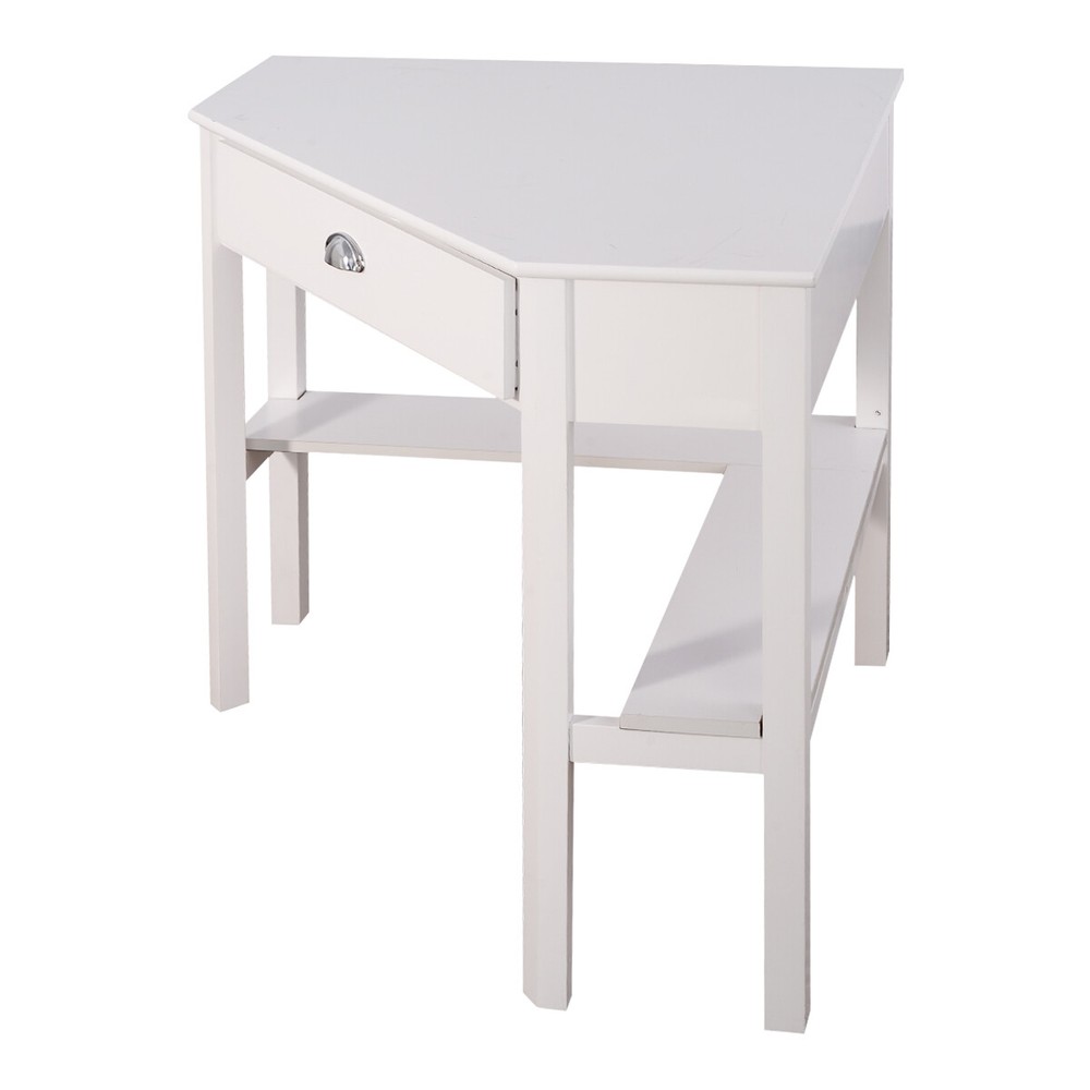 Topbuy Corner Computer DeskTable Wood Workstation Black/White